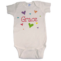 New Baby "She's All Heart" Personalized Infant Onesie